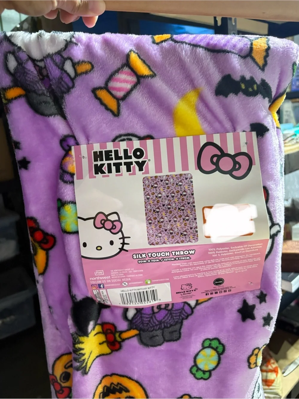 Hello Kitty Halloween Blanket Witchy Kitty Candy Plush Throw 50 x 70 NWT